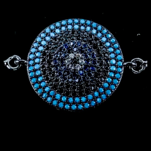 14k White Gold Plated Bracelet 177 Pave and Bezel Set Swarovski elements - Picture 1 of 3